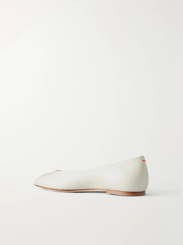 Leather ballet flats beige