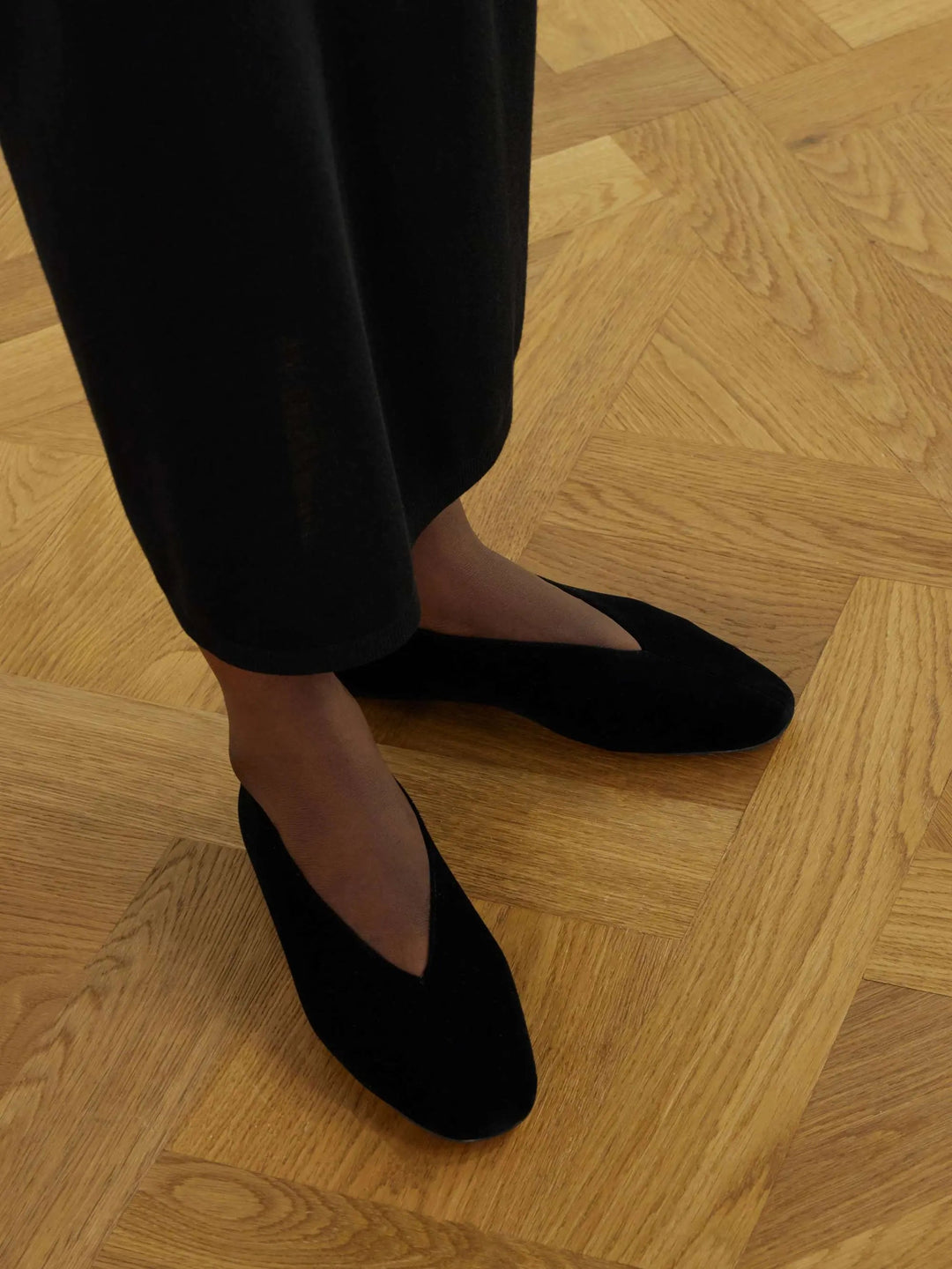 Cotton-velvet flats