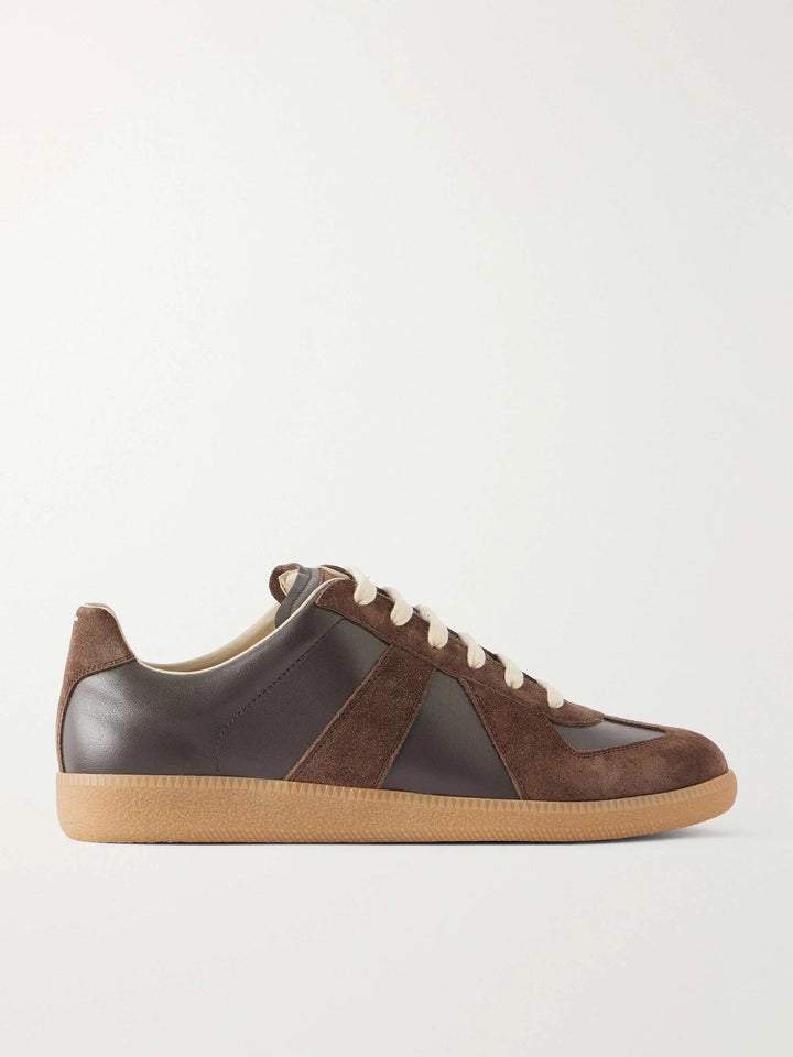 Leather and Suede Sneakers Brown