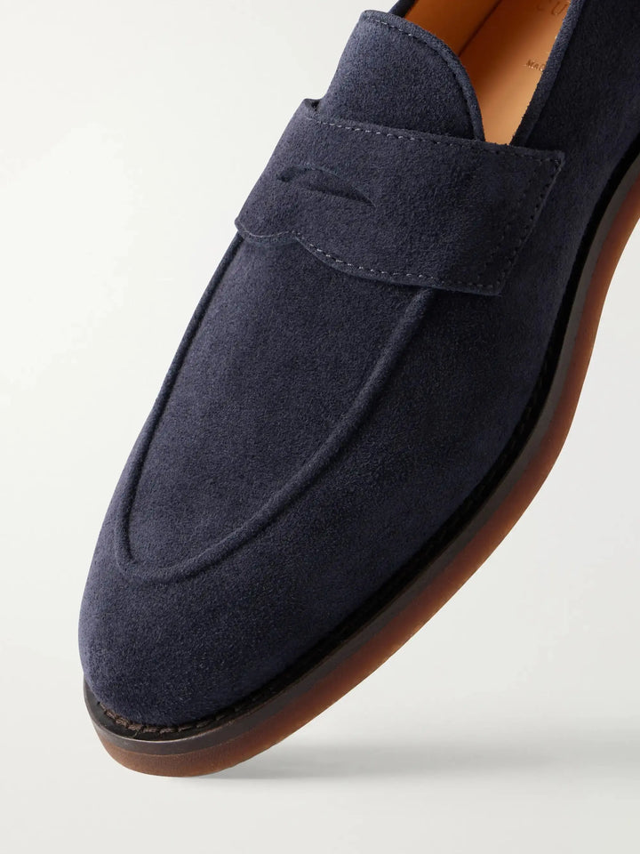 Flex Suede Penny Loafers Navy