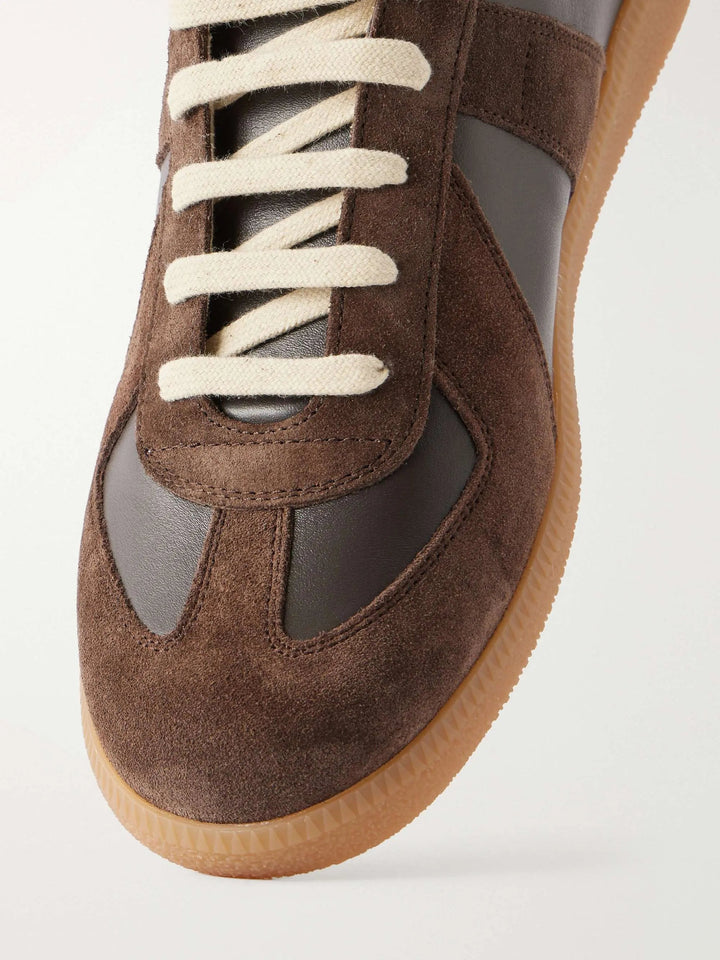Leather and Suede Sneakers Brown