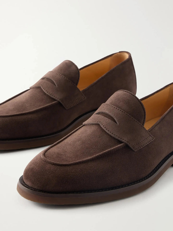 Flex Suede Penny Loafers Brown