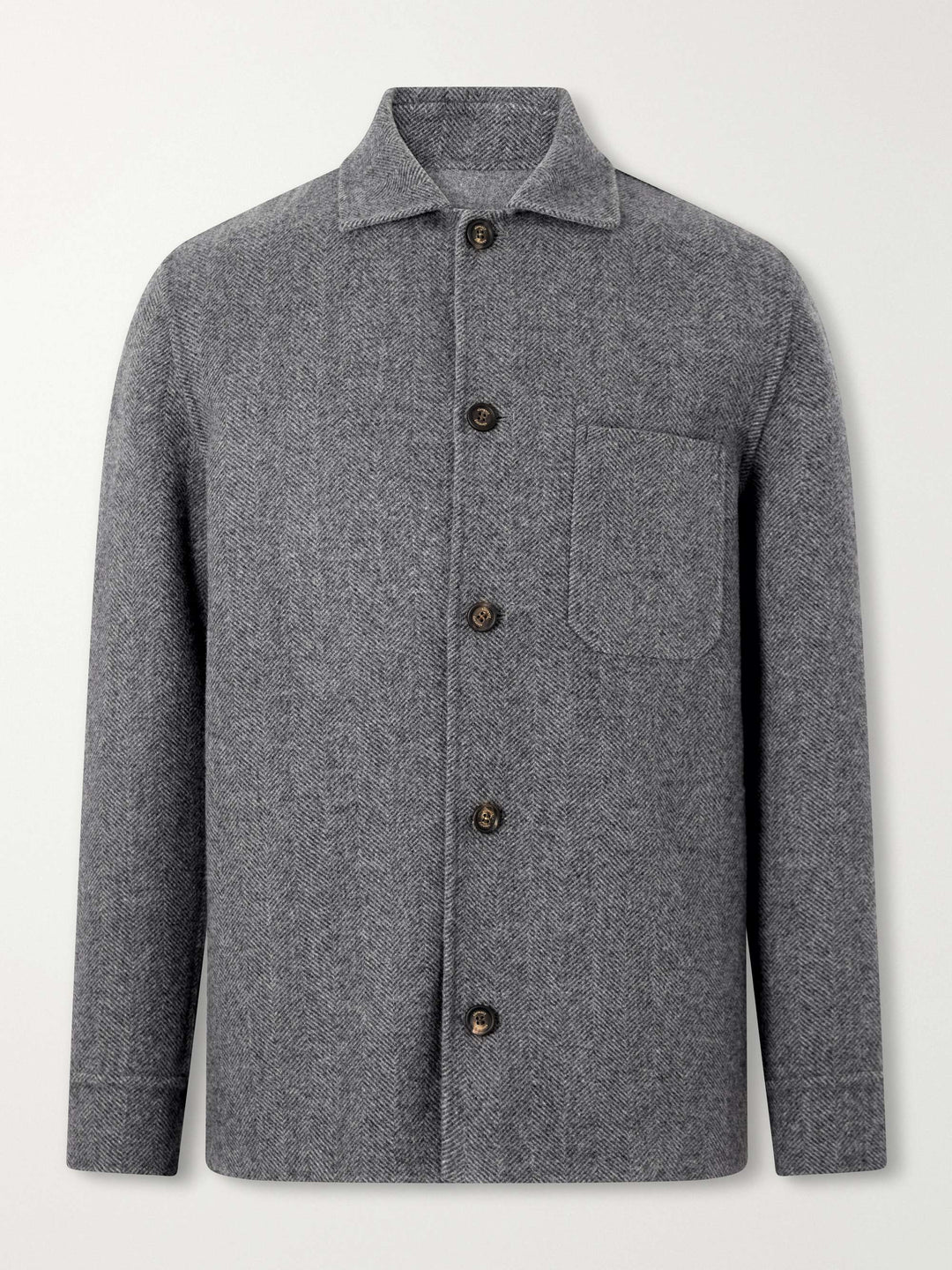 Herringbone Wool and Cashmere-Blend Overshirt