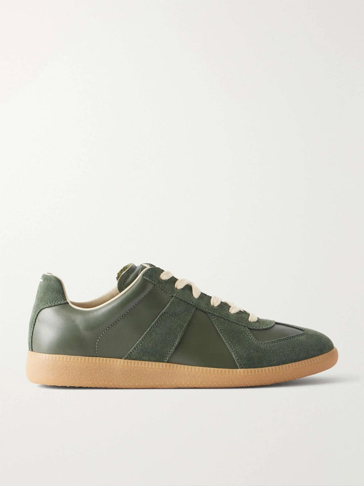 Leather and Suede Sneakers Forrest Green