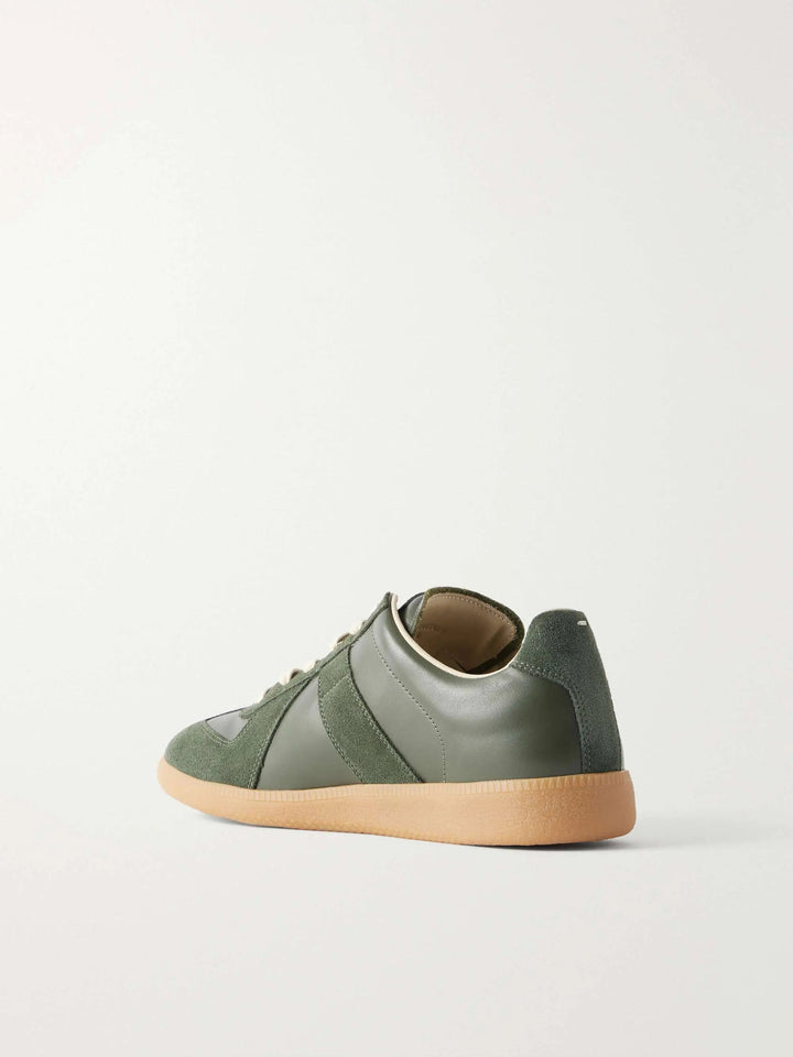 Leather and Suede Sneakers Forrest Green