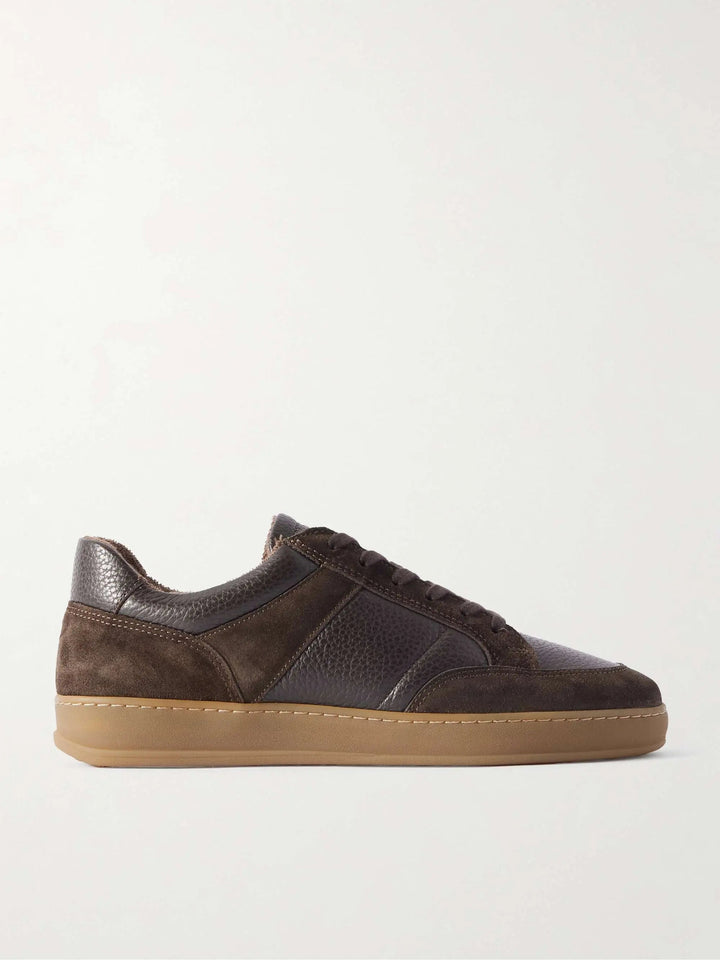 Suede and Full-Grain Leather Sneakers Brown