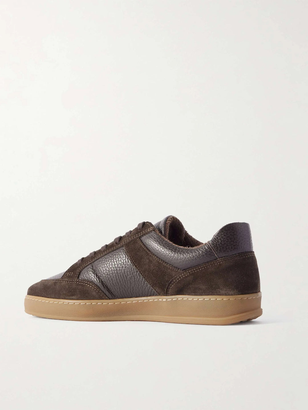 Suede and Full-Grain Leather Sneakers Brown