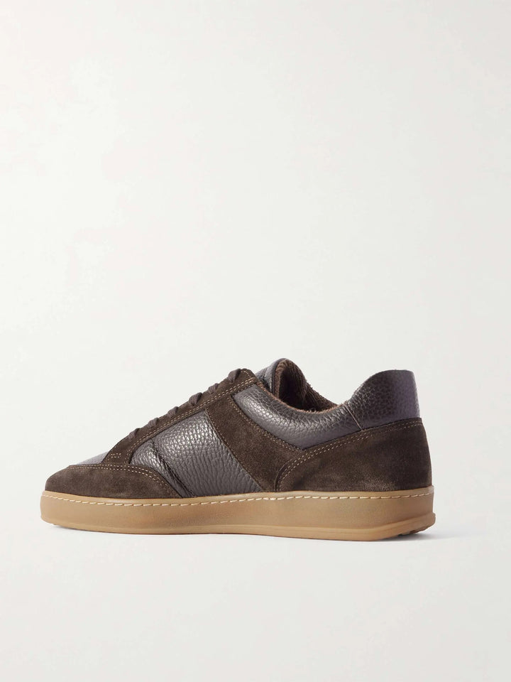 Suede and Full-Grain Leather Sneakers Brown
