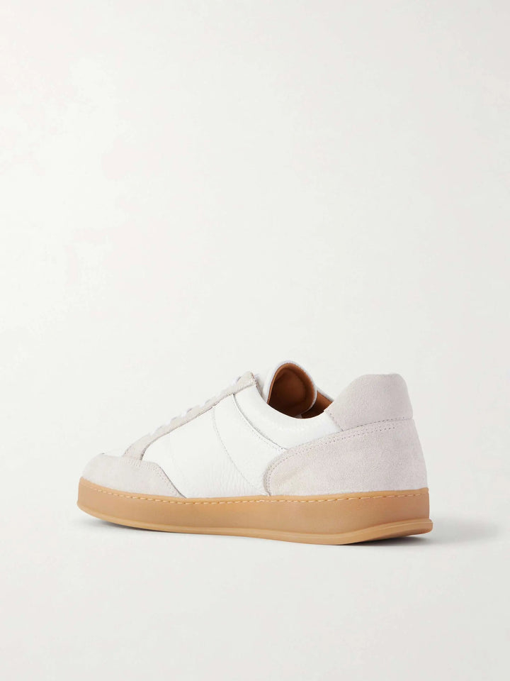 Suede and Full-Grain Leather Sneakers White