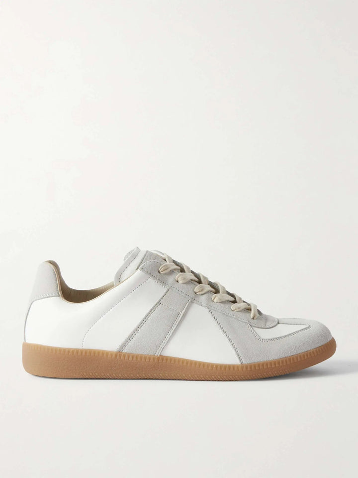 Leather and Suede Sneakers White