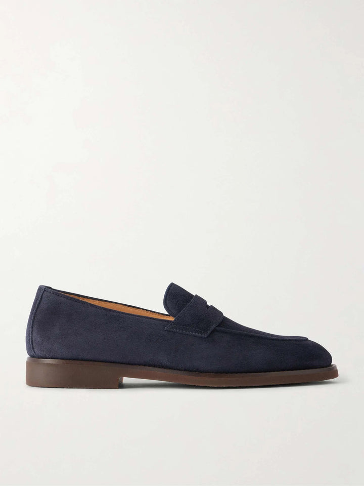Flex Suede Penny Loafers Navy