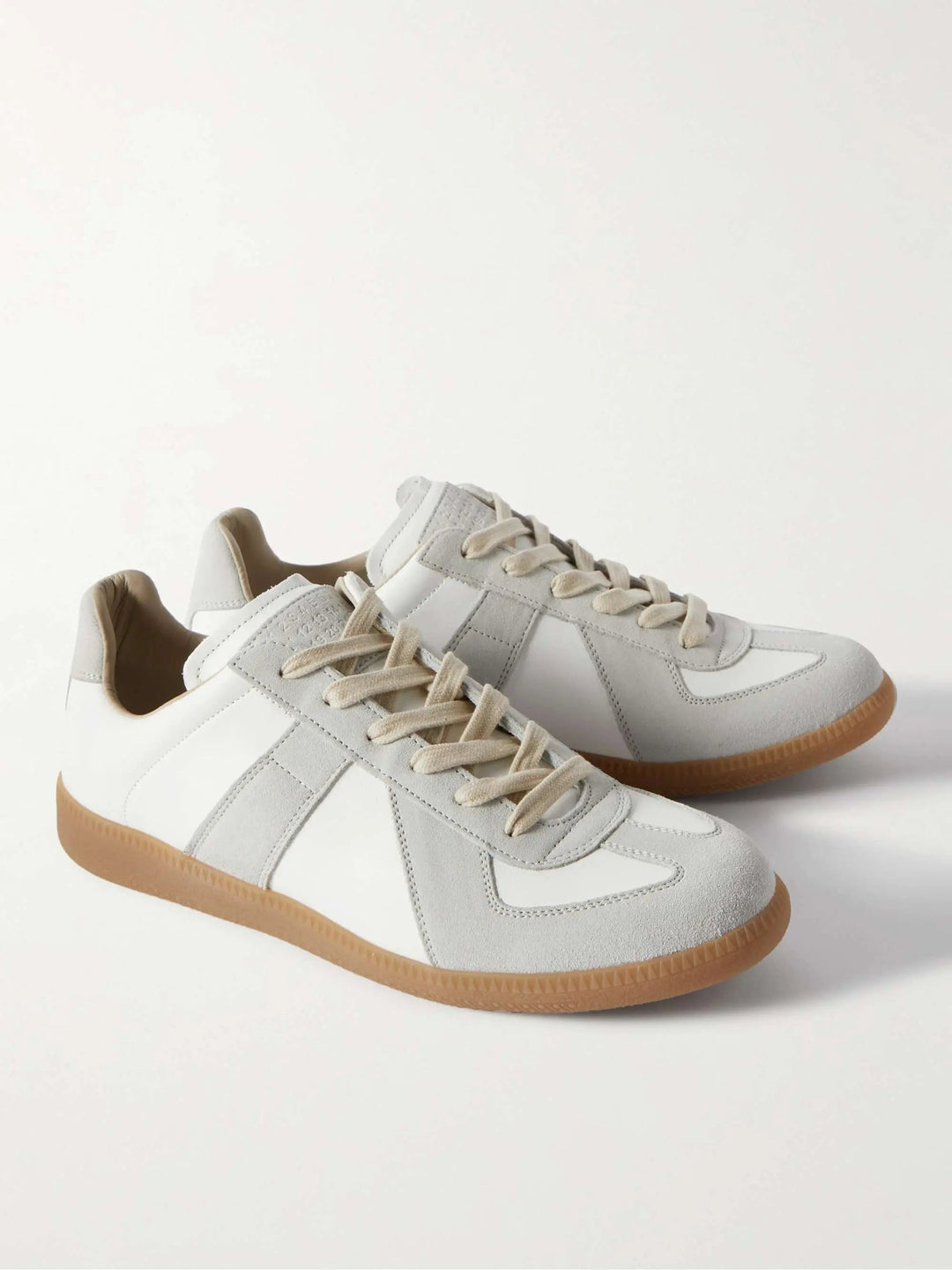 Leather and Suede Sneakers White