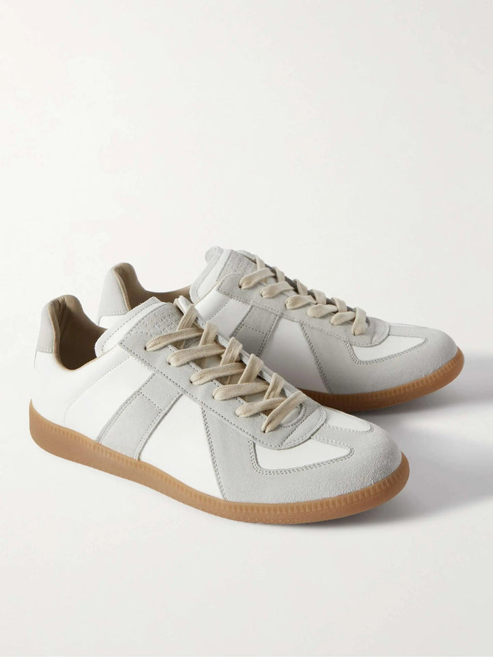 Leather and Suede Sneakers White