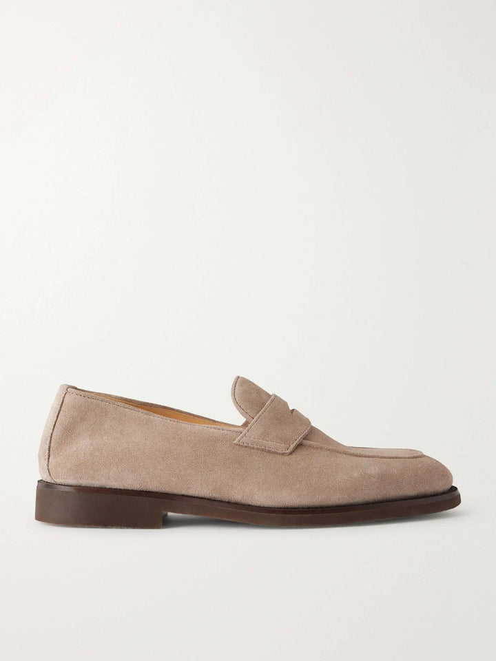 Flex Suede Penny Loafers Beige