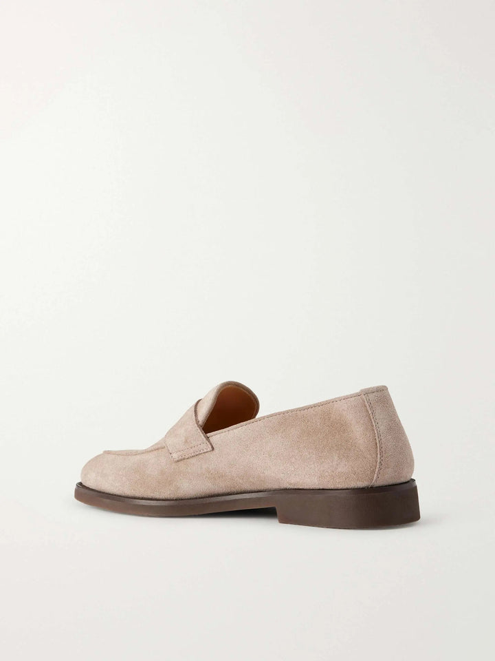 Flex Suede Penny Loafers Beige