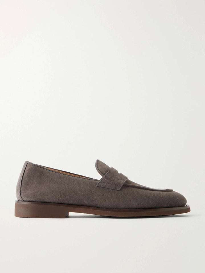 Flex Suede Penny Loafers Taupe