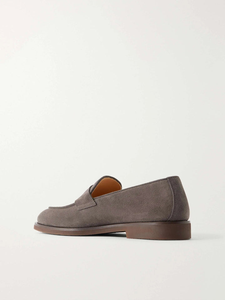 Flex Suede Penny Loafers Taupe