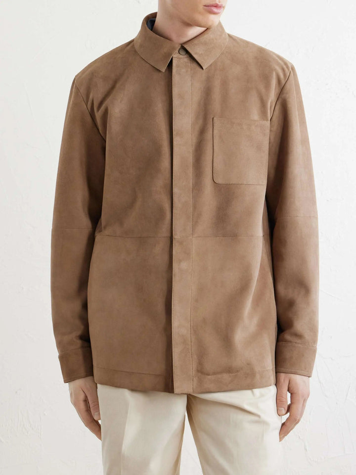 Paneled Suede Overshirt