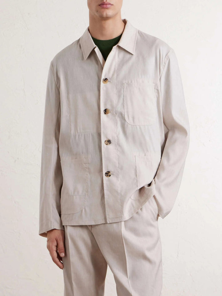 Linen and Wool-Blend Overshirt
