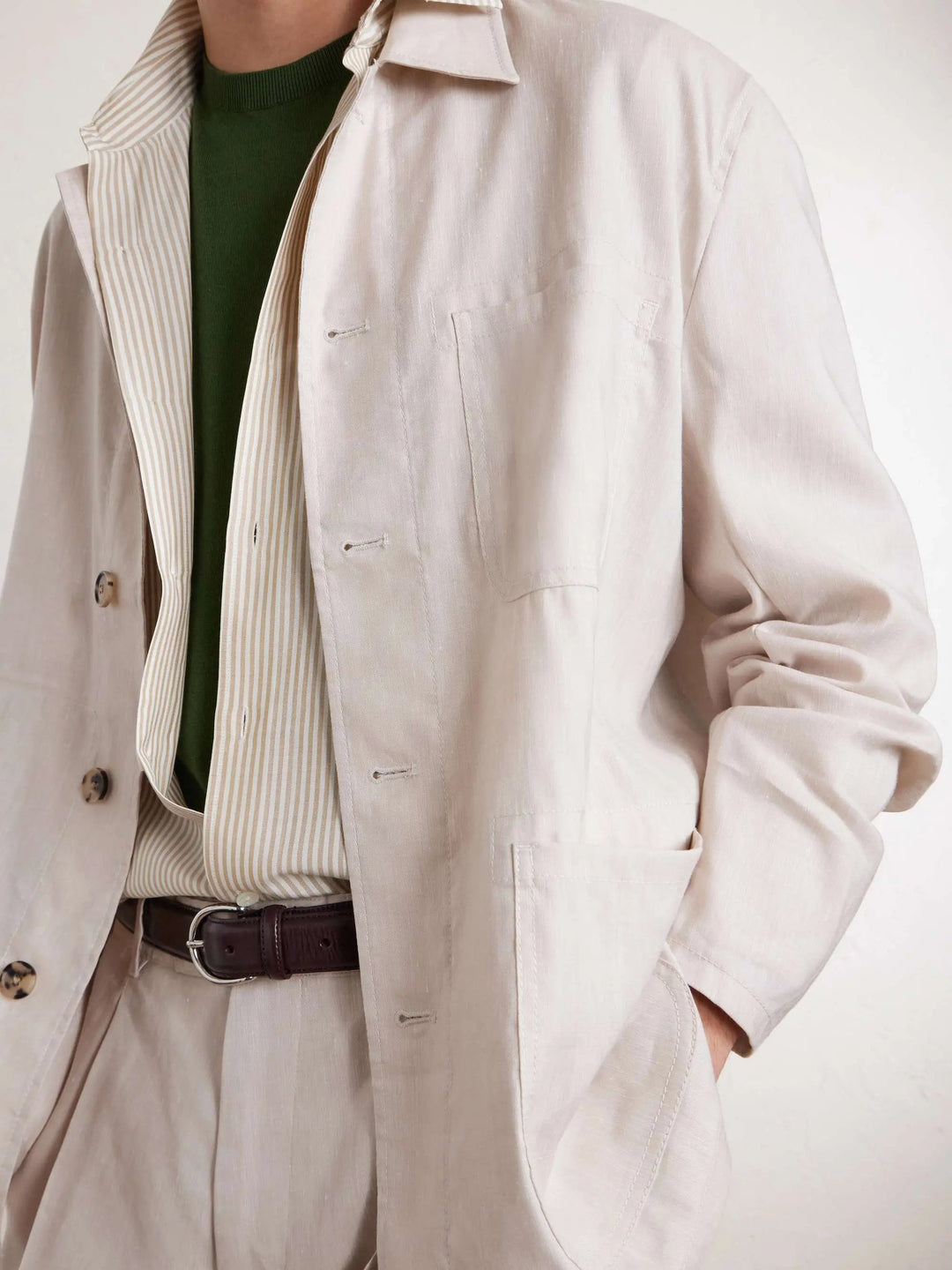 Linen and Wool-Blend Overshirt