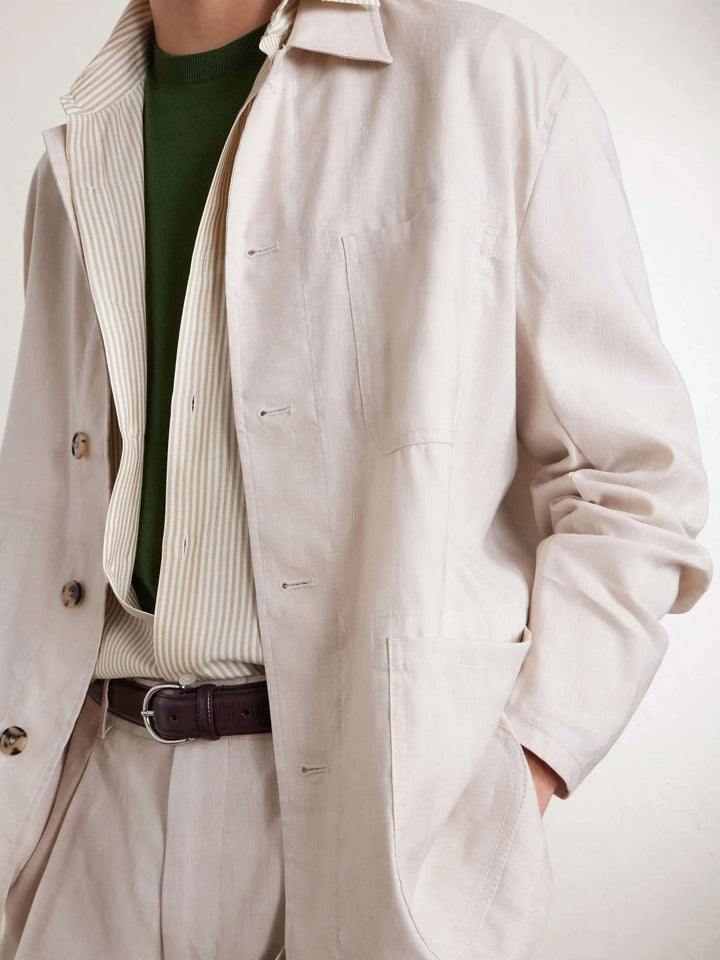 Linen and Wool-Blend Overshirt