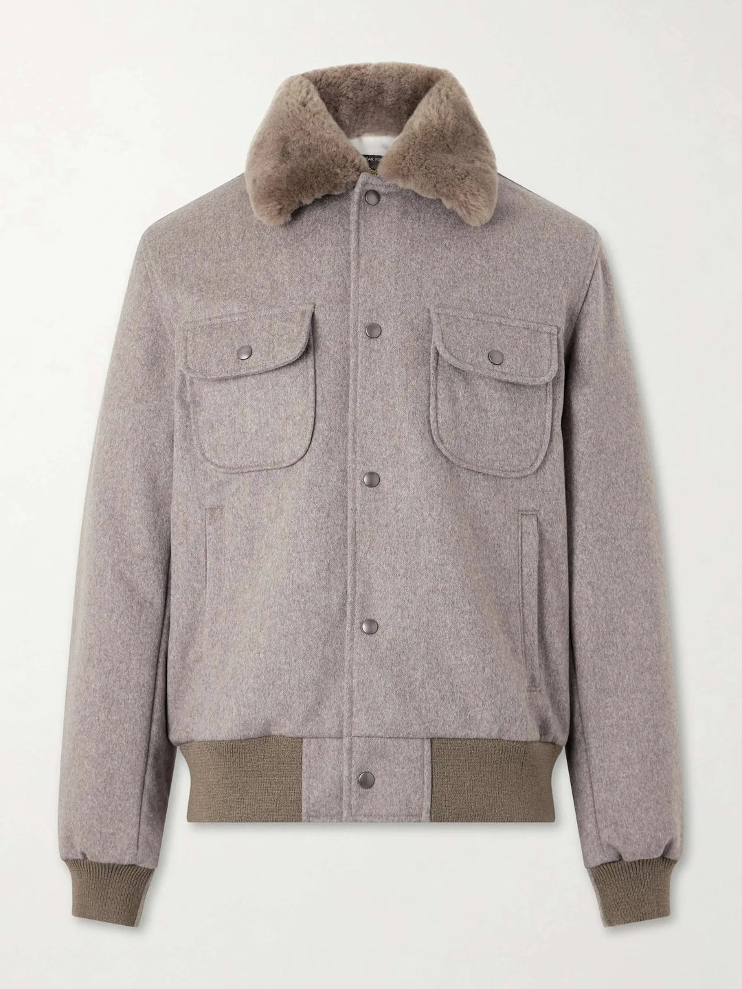 Sherling Trim Wool Bomber Jacket