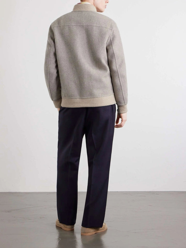 Wool Herringbone Bomber Jacket