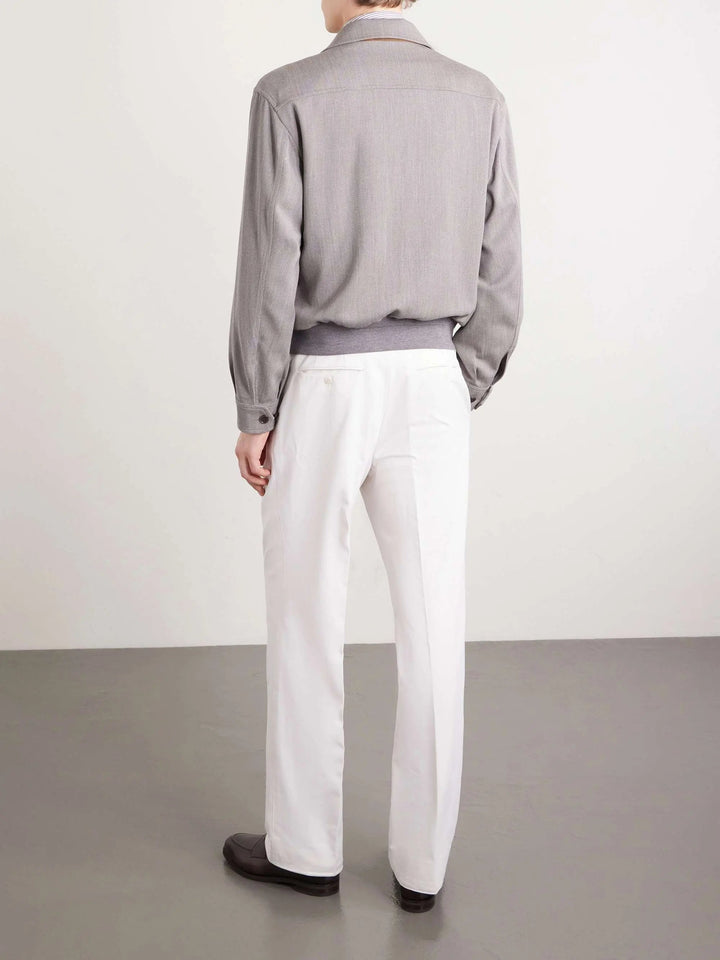 Suede-Trimmed Wool Jacket