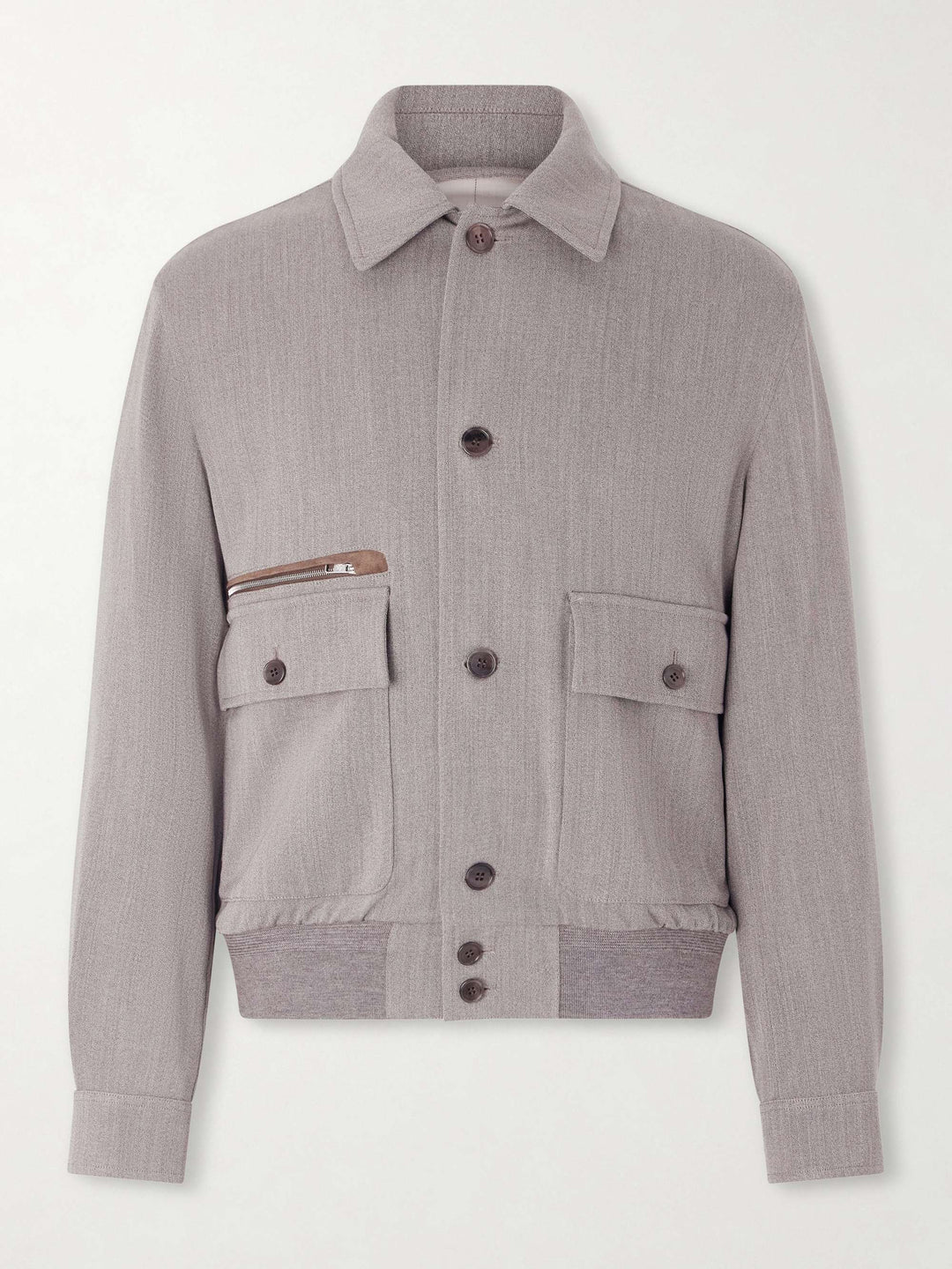 Suede-Trimmed Wool Jacket