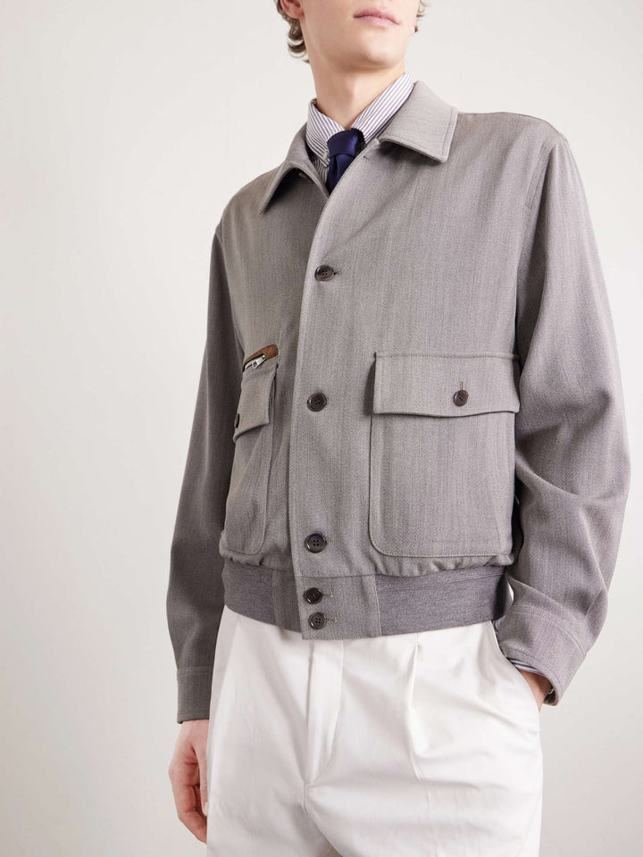 Suede-Trimmed Wool Jacket