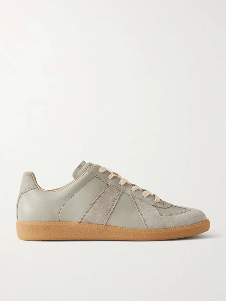 Leather and Suede Sneakers Blueish Grey