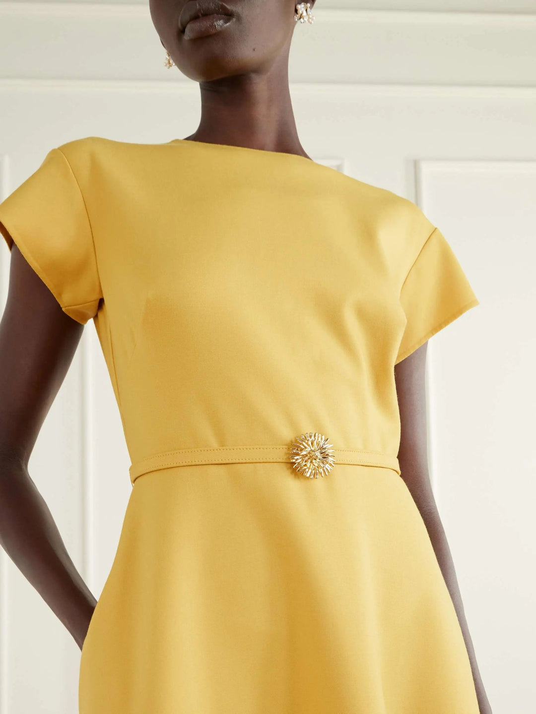 Belted wool-blend midi dress