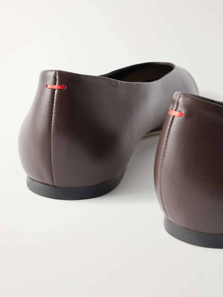 Leather ballet flats brown