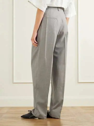 Wool flannel straight-leg pants