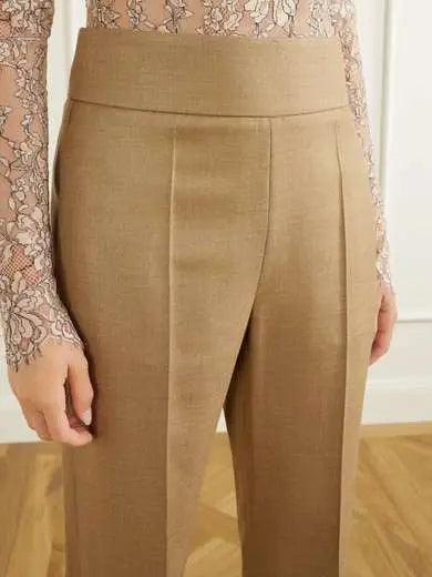 Wool and silk-blend straight-leg pants