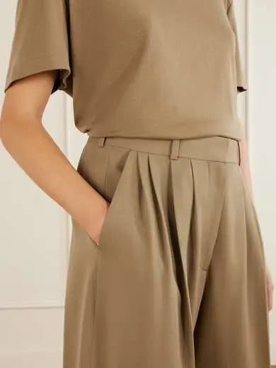 wool-twill wide-leg pants