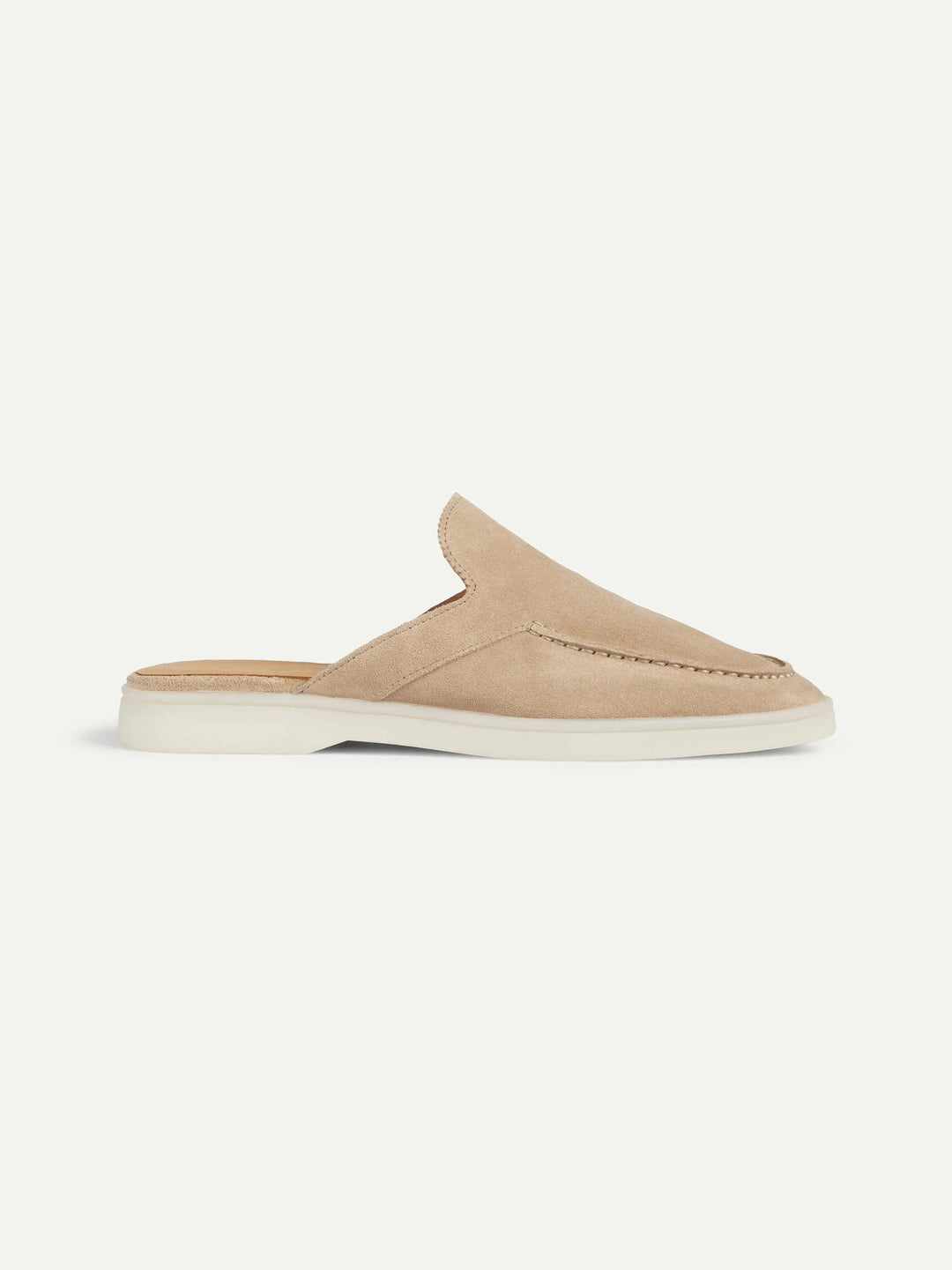 Open Suede Loafers Beige