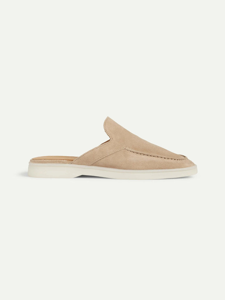Open Suede Loafers Beige