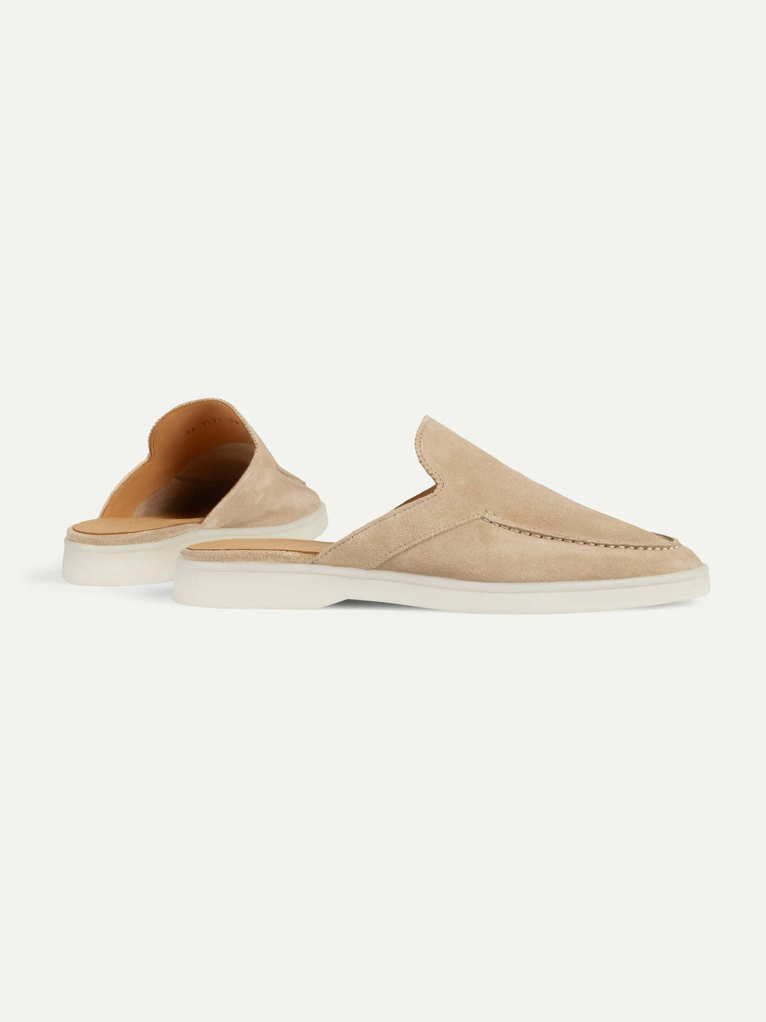 Open Suede Loafers Beige