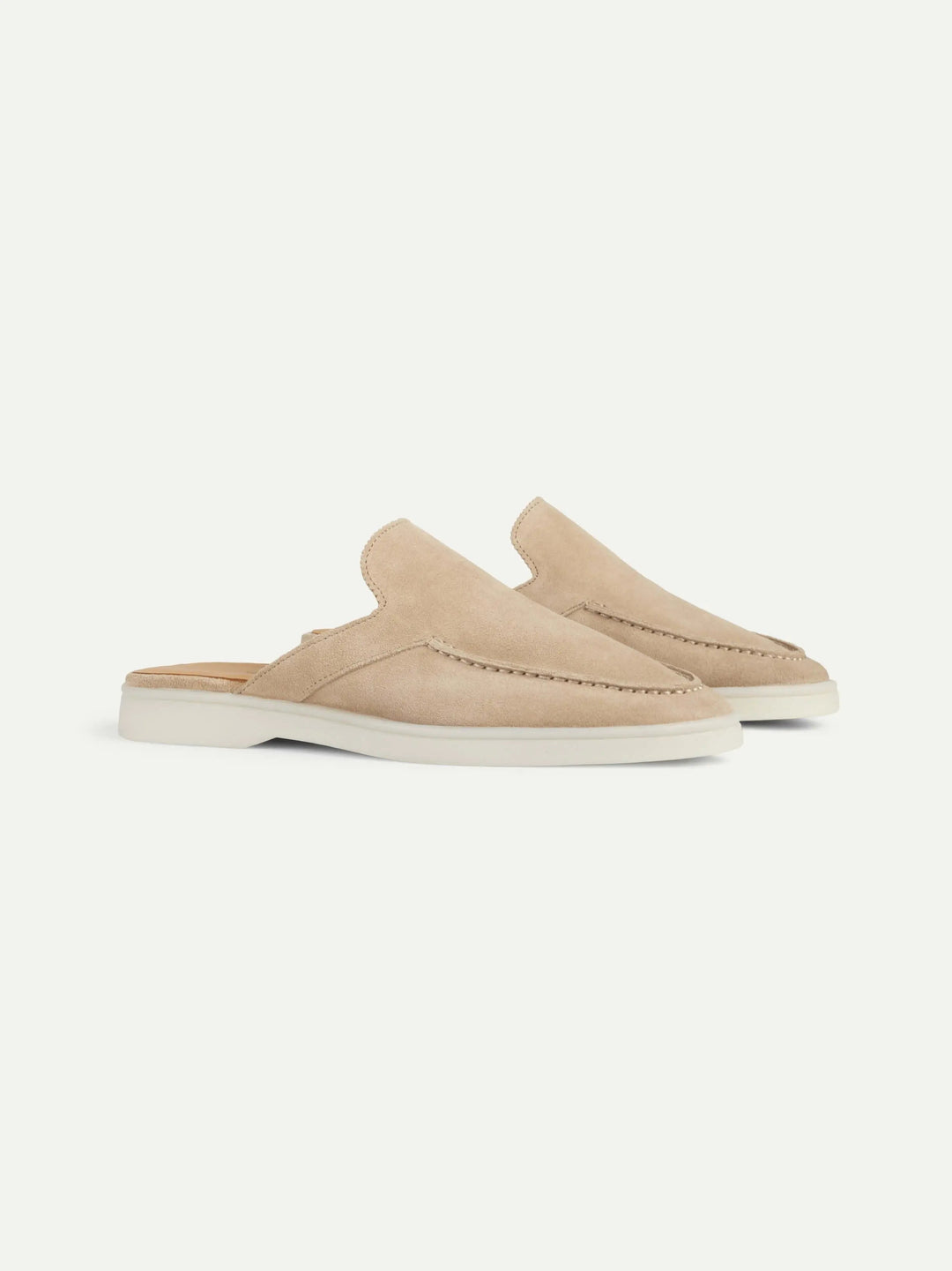 Open Suede Loafers Beige