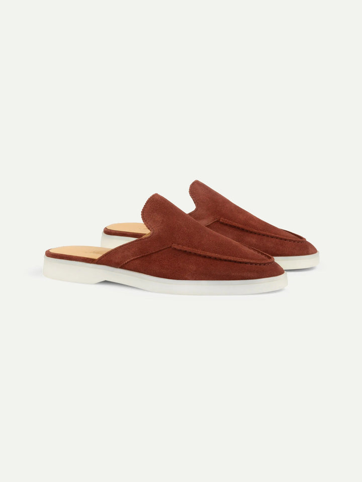Open Suede Loafers Burgundy