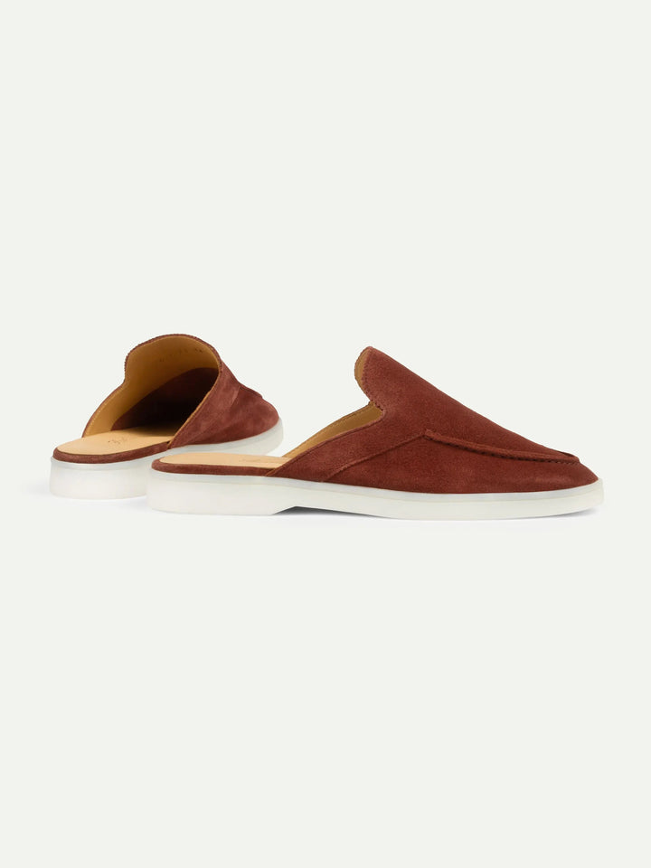 Open Suede Loafers Burgundy