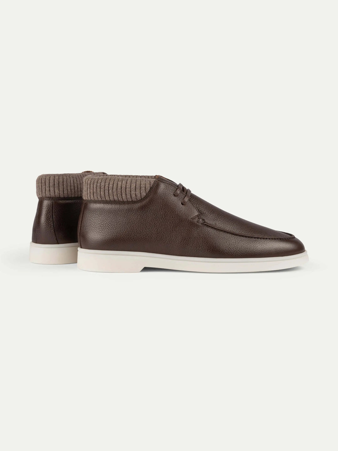 Leather High Laces Loafers Brown